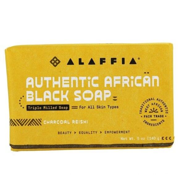 Alaffia Authentic African Black Bar Soap Triple Milled Charcoal Reishi - Picture 1 of 3